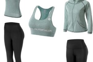 Women Workout Clothes Set 5 PCS Exercise Athletic Outfits Set