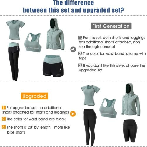 Women Workout Clothes Set 5 PCS Exercise Athletic Outfits Set - Image 6