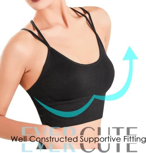 Evercute Cross Back Sport Bras Padded Strappy Criss Cross Cropped Bras for Yoga Workout Fit - Image 3