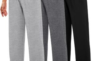 Huukeay 3 Pack Women's Lounge Pants, Cozy Wide Leg Lounge Pants with Pockets Loose Flowy Yoga